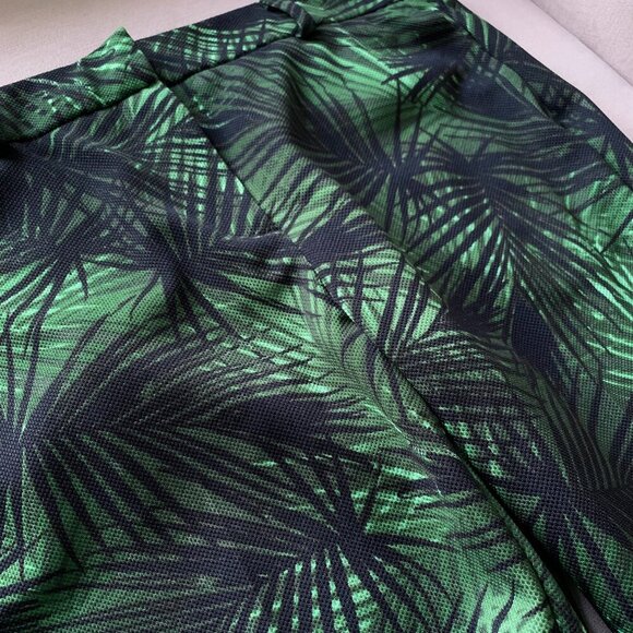 Dorothy Perkins Green Black Leaf Print Slim Trouser Dress Pants Resort Corpcore - Picture 15 of 16